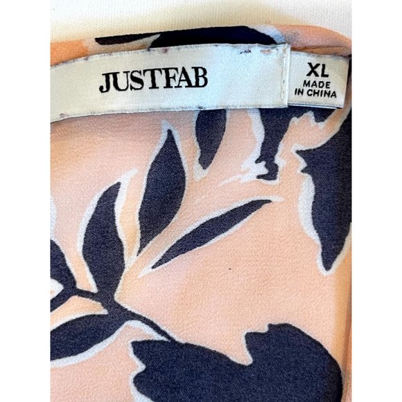 Justfab Women's Floral Cold Shoulder Wrap Romper V Neck Peach Pink Blue Size XL - Picture 6 of 9